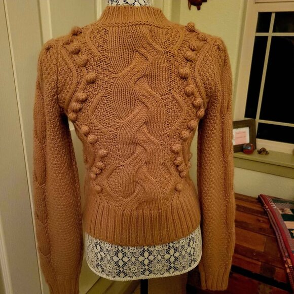 Ryegrass Camel Brown Cable Knit Sweater With Bobble Stitch Detailing. Size XS - Picture 4 of 8